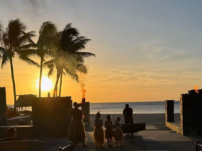 Sunset drumming ceremony on the beach at Intercontinental Fiji Golf Resort and Spa.