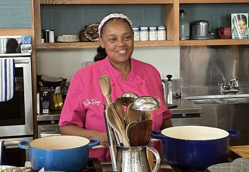Chef Dee Lavigne at her cooking school.