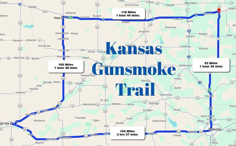 A Map of the Kansas Gunsmoke Trail.