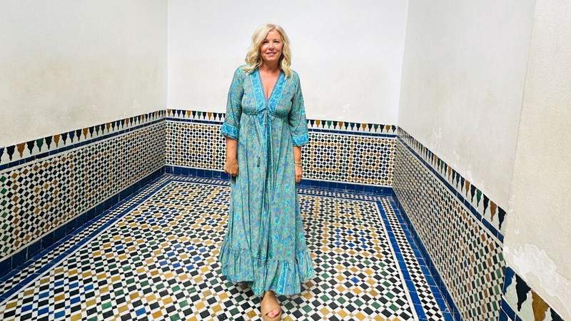 A woman exploring the palaces around Marrakech Morocco.