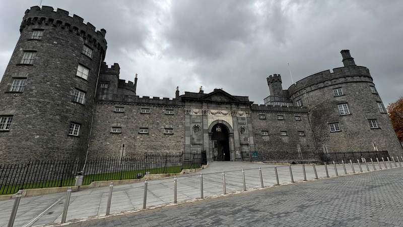 large stone castle spread out across the block in Kilkenny.