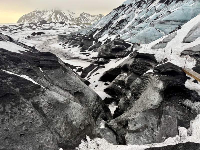 Black and white glaciers in Iceland.