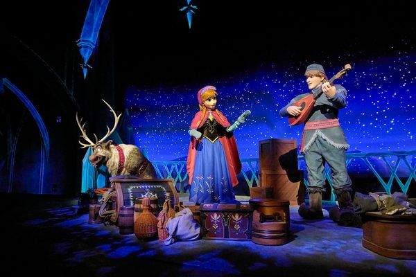Anna Kristoff and Sven on the Epcot ride Frozen Ever After