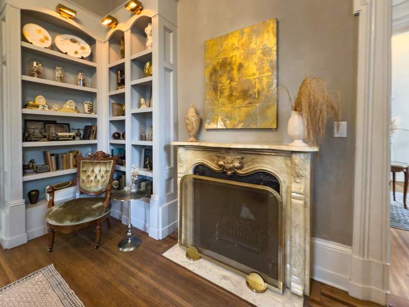 Heights House Hotel keeps its character alive with restored fireplace mantels and other period features.