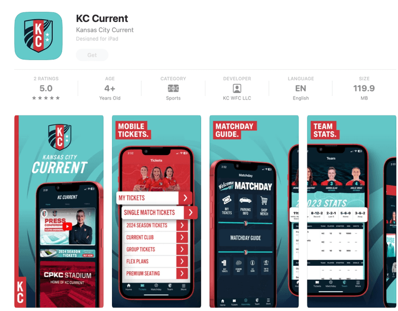 Screenshot of the KC Current page in the app store.