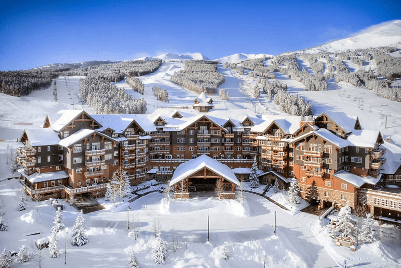 Ski resort with slopes in the background