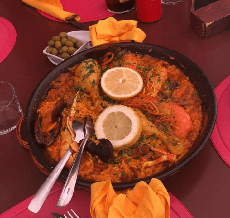 Paella dish ready to serve