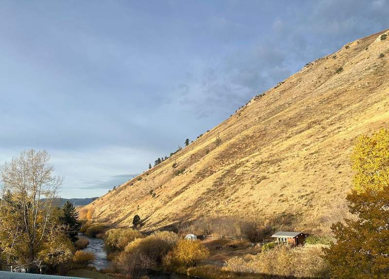 The view of East Gros Ventre Butte in golden hour. 