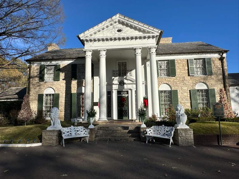 A photo of the front of Graceland. 