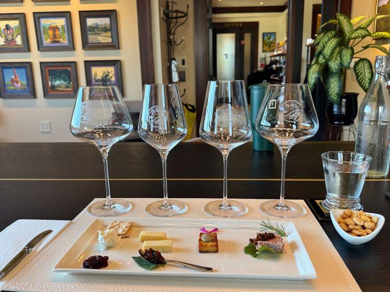 Curated food and wine tasting at Lasseter Family Winery in Sonoma CA.