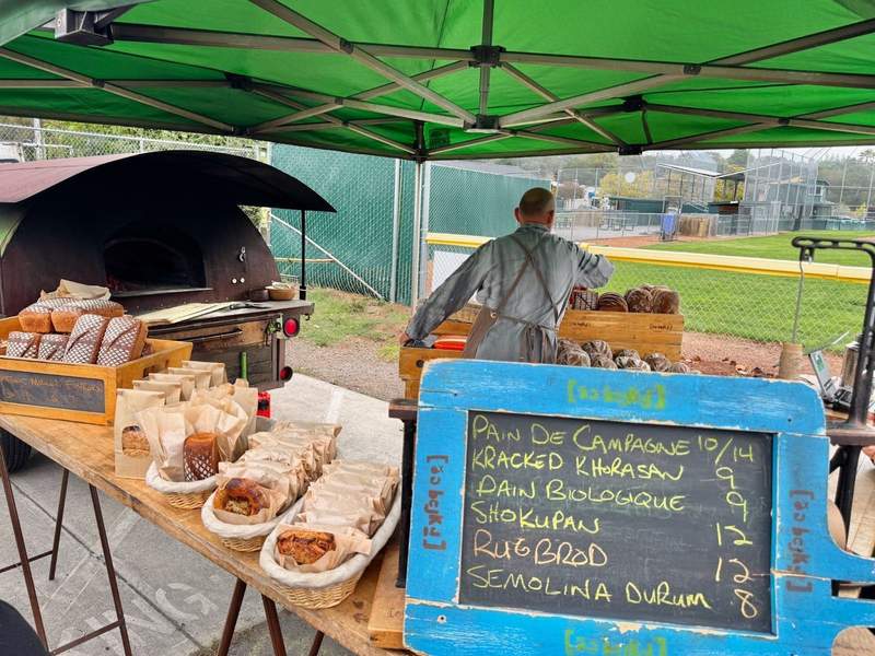 thebejkr firing up homemade pretzels plus scones and incredible bread at the Sonoma Farmer’s Market. 