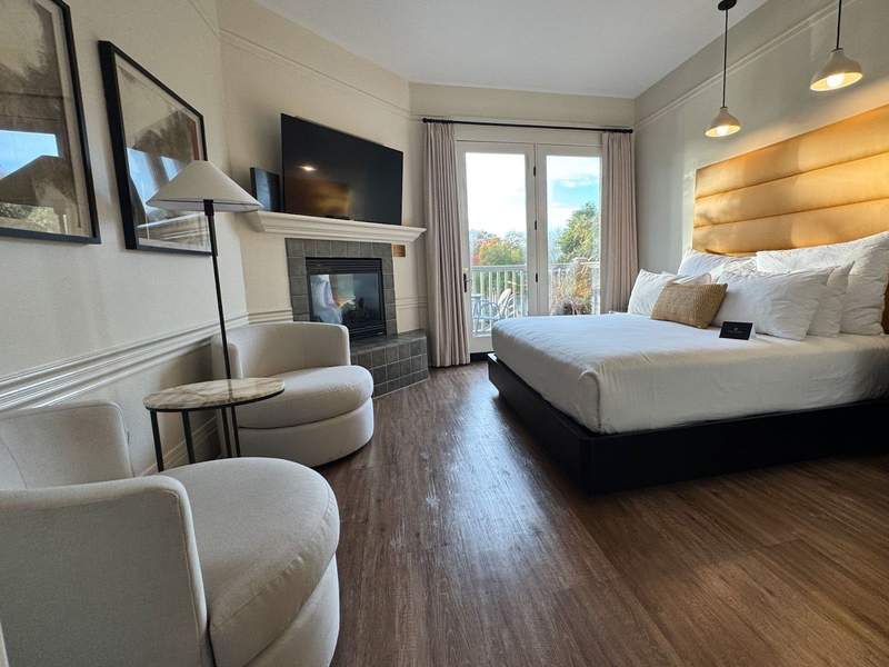 King room with fireplace and balcony at Inn at Sonoma in Sonoma CA.