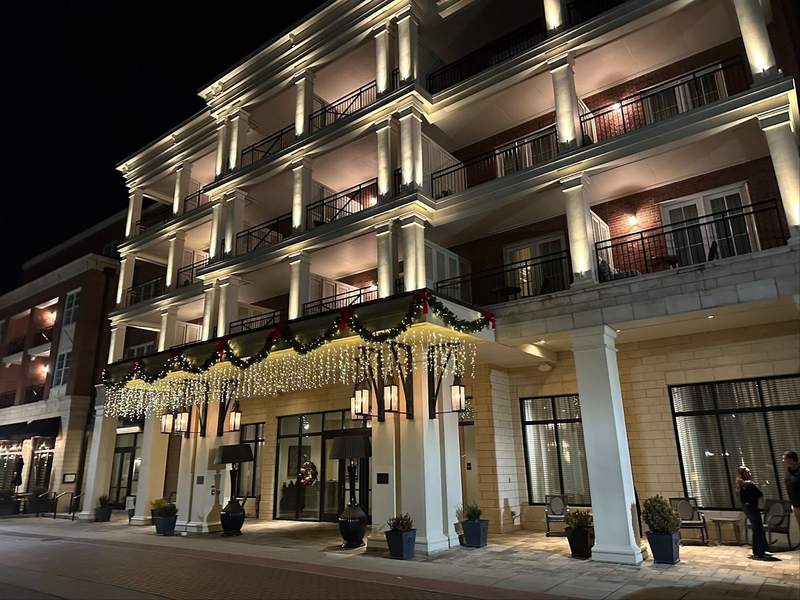 The front of a hotel