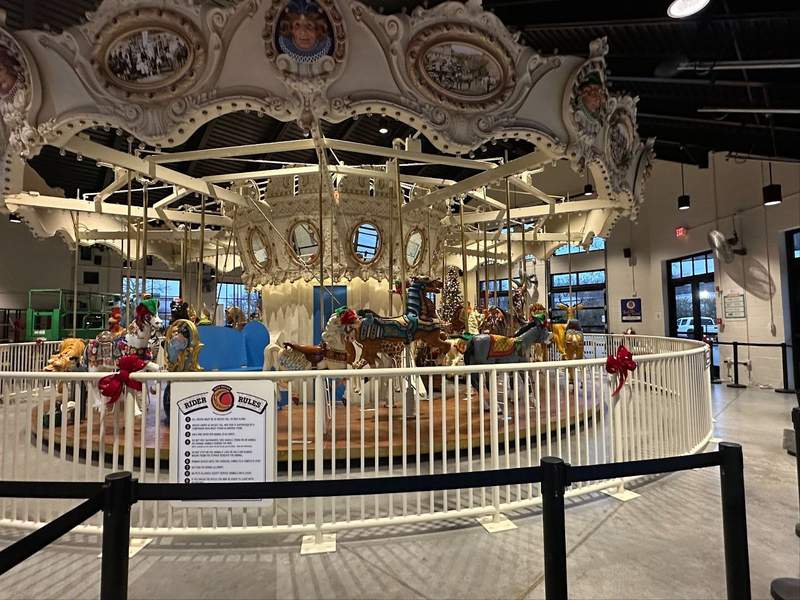 An old fashioned carousel. 