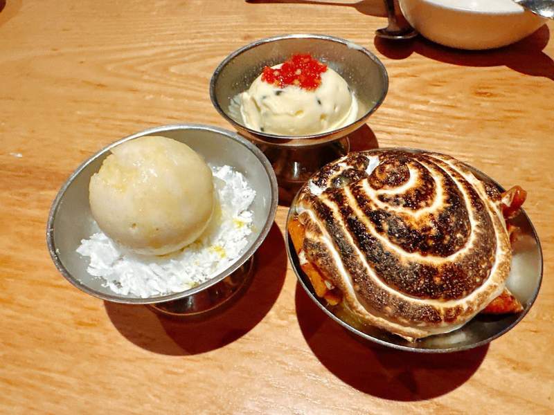 Three different desserts.