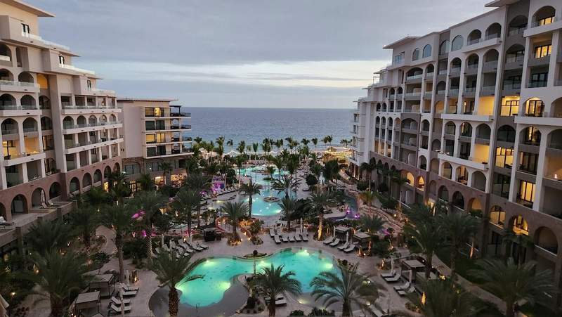 Resort grounds and pools at Villa La Valencia Resort and Spa in Cabo San Lucas.