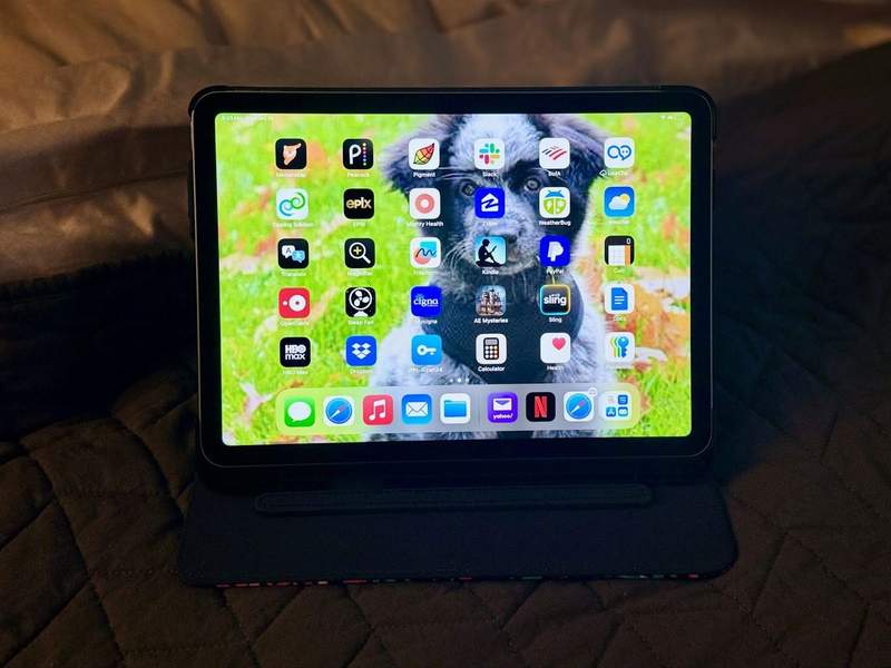 IPad sitting on a bed