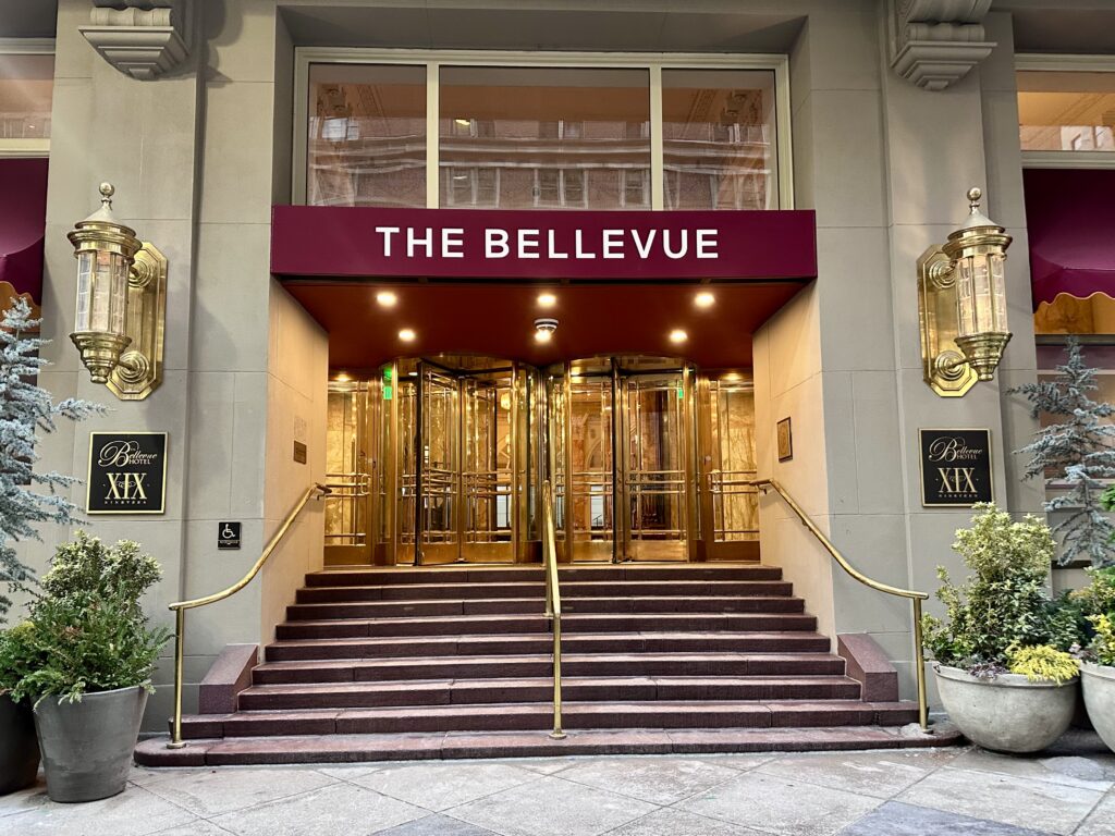 Front entrance of The Bellevue, a participating American Express Fine Hotels + Resorts property in Philadelphia.