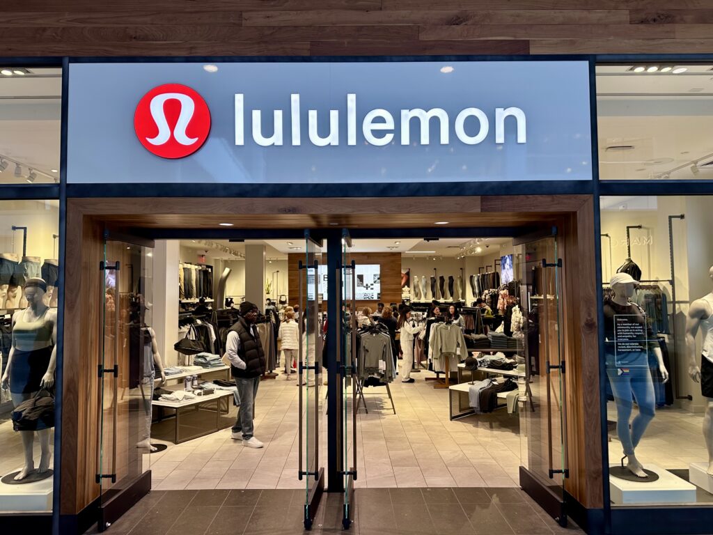 Lululemon store entrance in a mall.