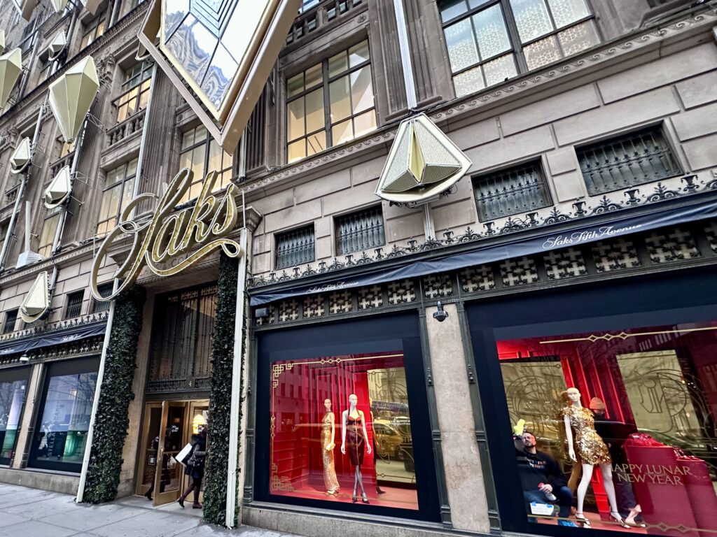 Exterior of Saks 5th Avenue's flagship store in New York City.