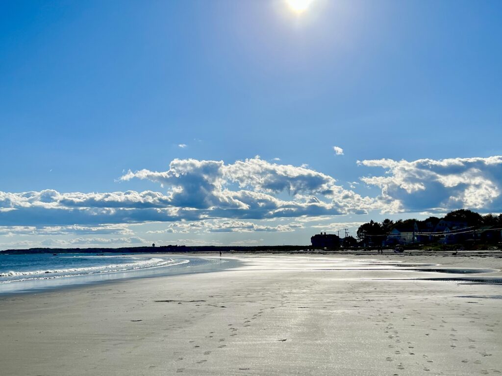 Wide expanse of sand at Goose Rocks Beach in Maine, one of the USA's top beach destinations for families