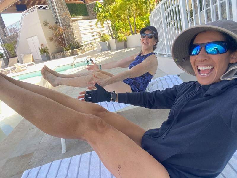 Pilates by the pool.