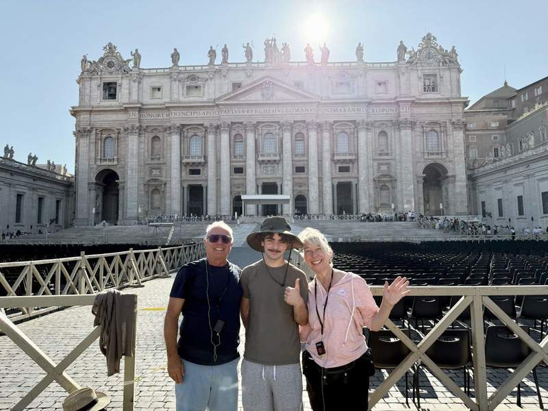 Family in front of St. Peter's Basilica.