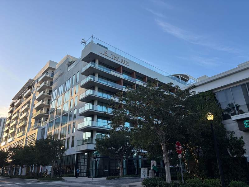 Modern exterior building with large glass windows in West Palm Beach