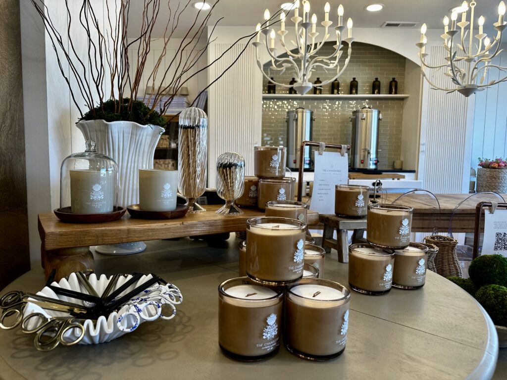 Interior of The Chandlerie, candle making workshop and home decor store in Christiansburg, VA.