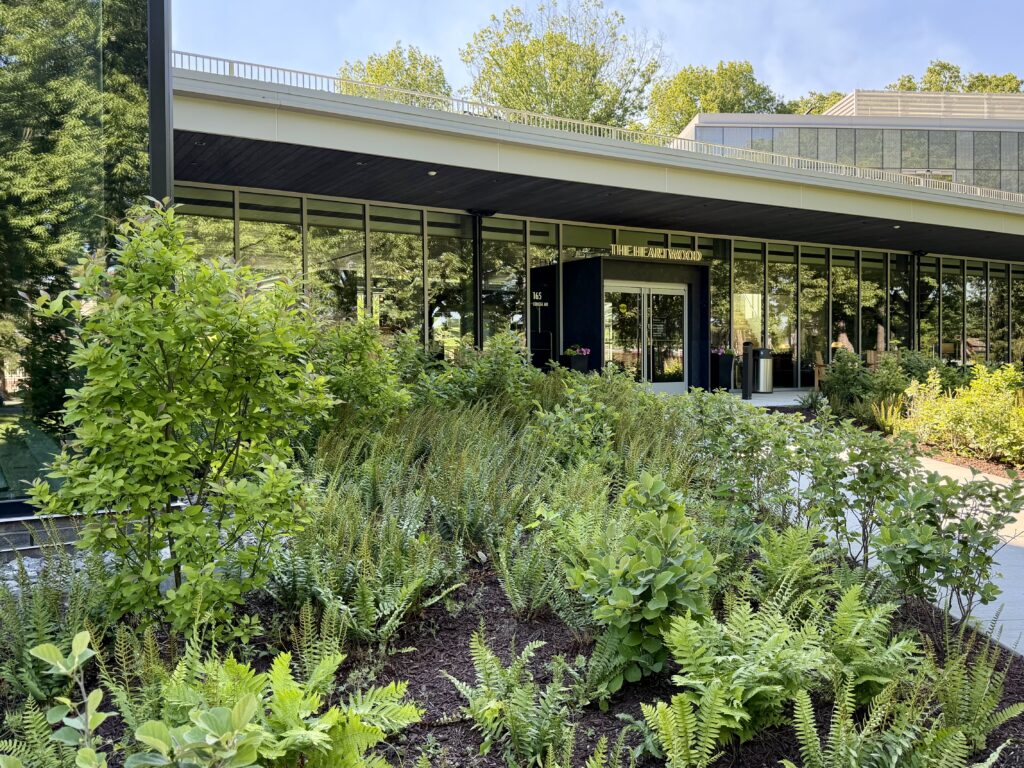 Exterior of The Heartwood at Vassar, a boutique hotel in Poughkeepsie, NY
