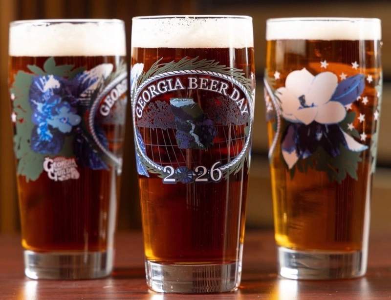 Three pints of beer lined up at Rock Solid Brewing Co.