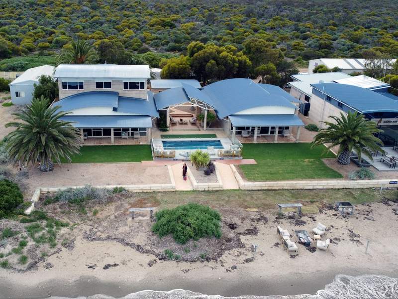 Aerial view of Baird Bay Experience's Seaside Villas in South Australia.