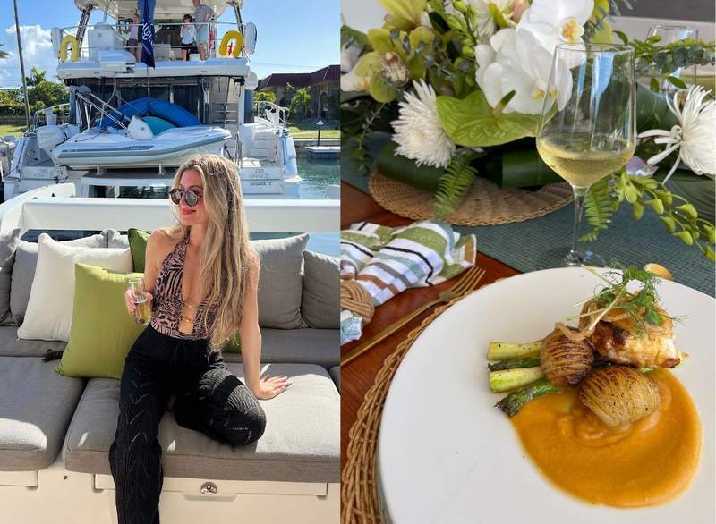 &Beyond Yacht Charters features plush seating and gourmet food onboard each sailing catamaran