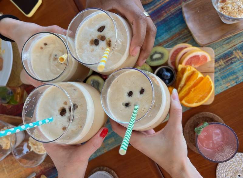 Toasting coffee slushies aboard a luxury yacht charter