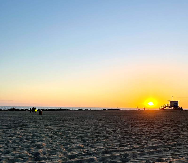 Sunset on the beach in Santa Monica