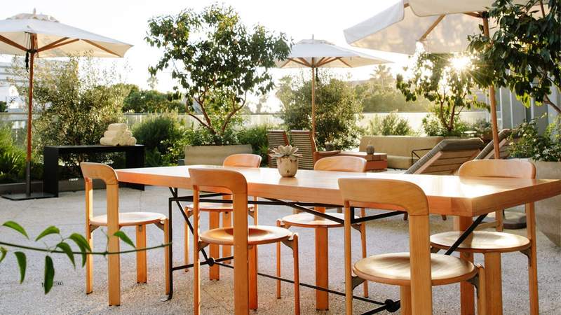 Rooftop table at the santa monica proper hotel restaurant.