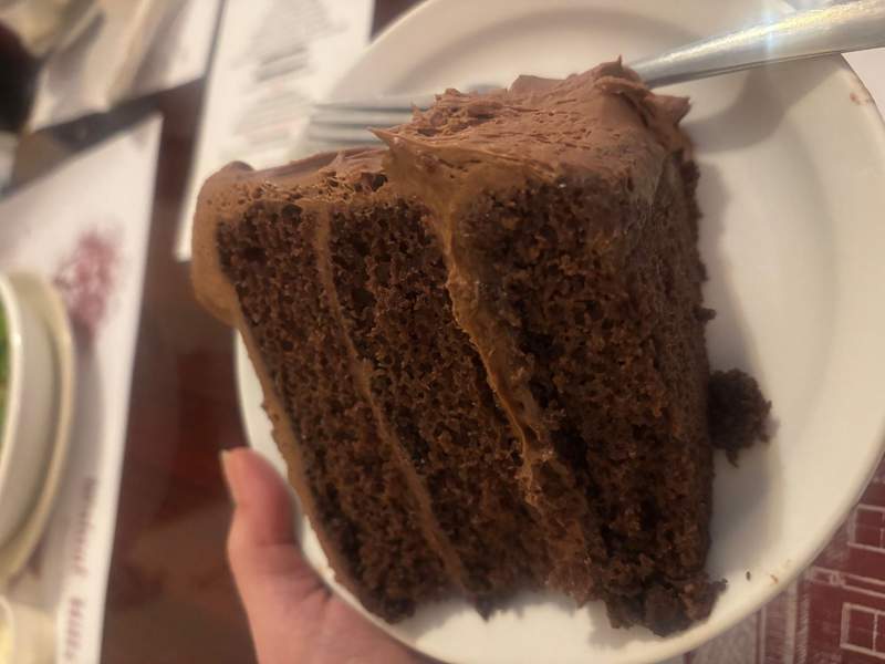 Chocolate layer cake dessert at lunch