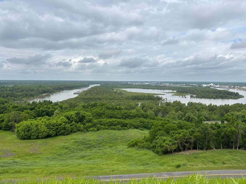 The very green Vicksburg National Military Park overlooks the rest of Vicksburg