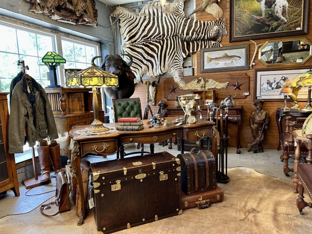 Selection of antique memorabilia at Mantiques in Brevard, NC.