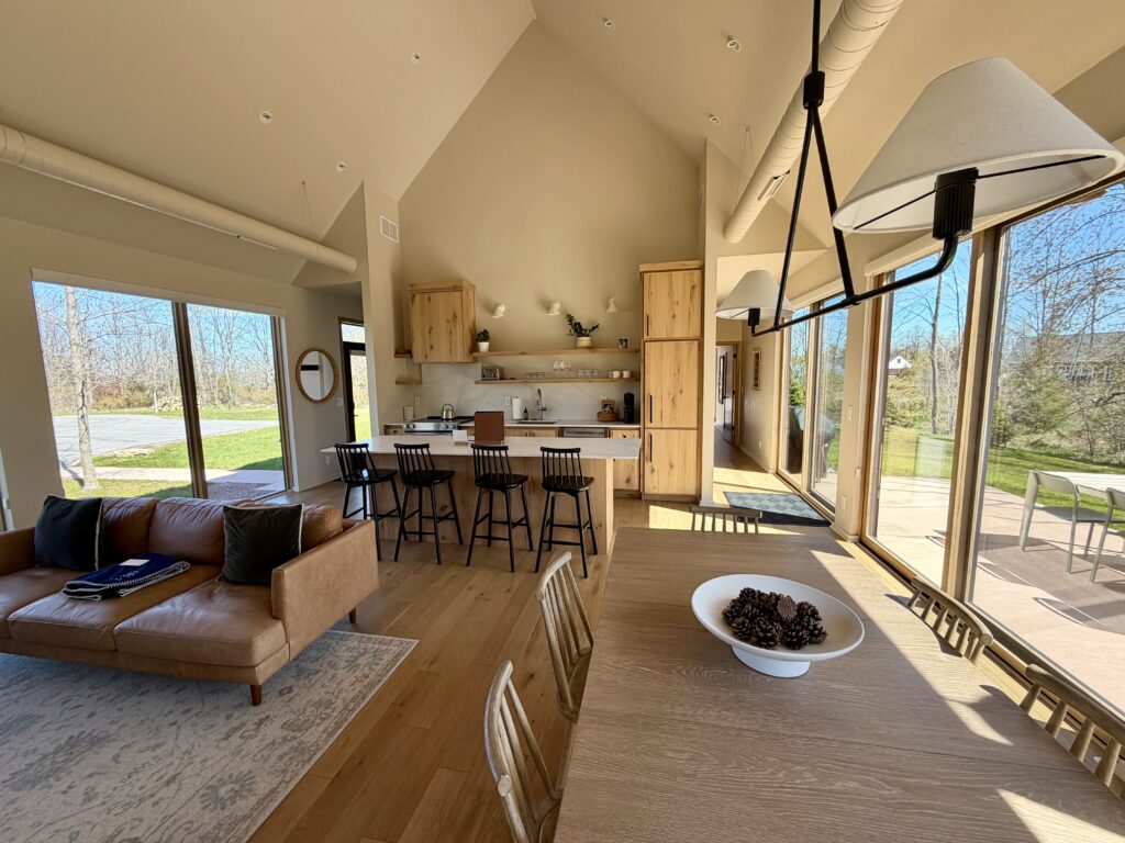 Loma Cottage living room, a Scandinavian-inspired guest cottage in Door County, Wisconsin.