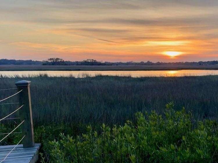 Sunset with vibrant colors above the marsh