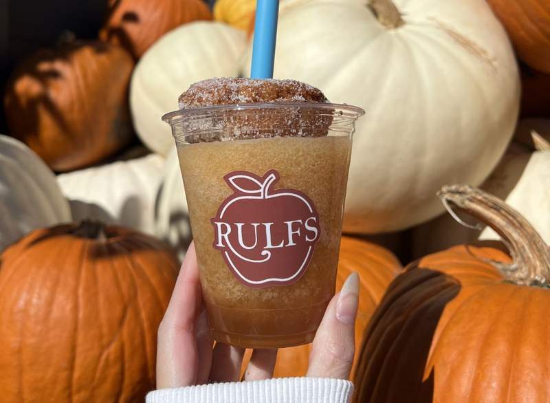 Rulfs Orchard sells apple cider slushies and homemade pumpkin donuts.