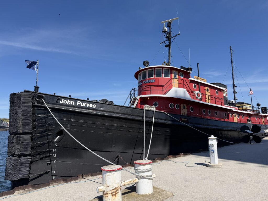 Red tugboat John Purves at the Door County Maritime Museum in Sturgeon Bay, Wisconsin