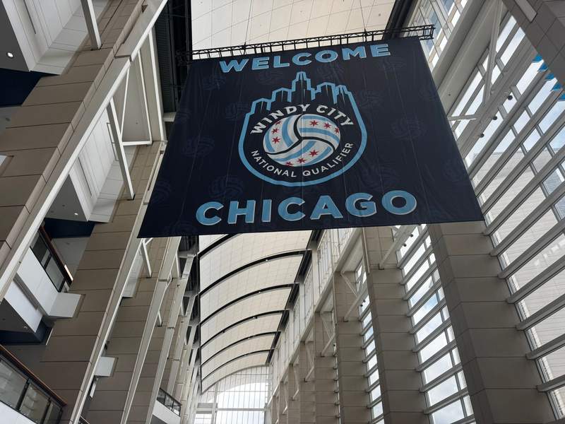 Banners hang high above the concourse at McCormick Place Conference Center during the Chicago Windy City National Qualifier.