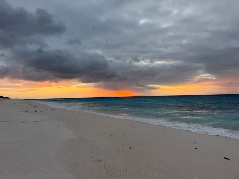 A sunset on a pristine beach