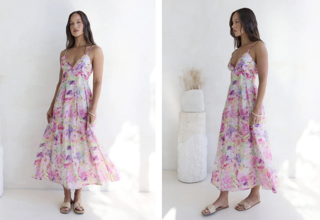 Woman in floral midi dress