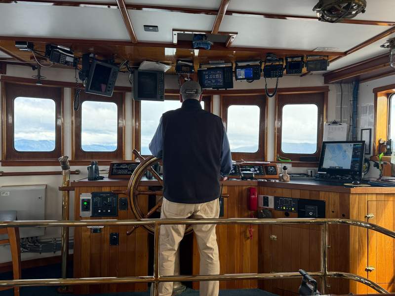 Boat Captain in the ship's bridge