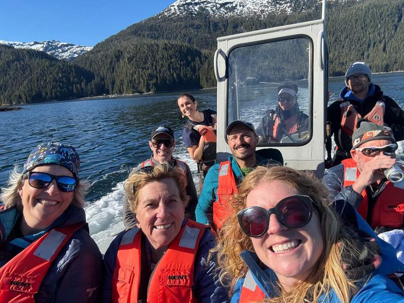 Group of people on a small boat