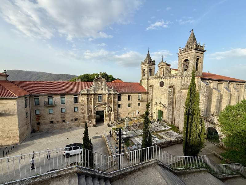 Looking down into the Parador de Santo Estevo de Ribas de Sil.