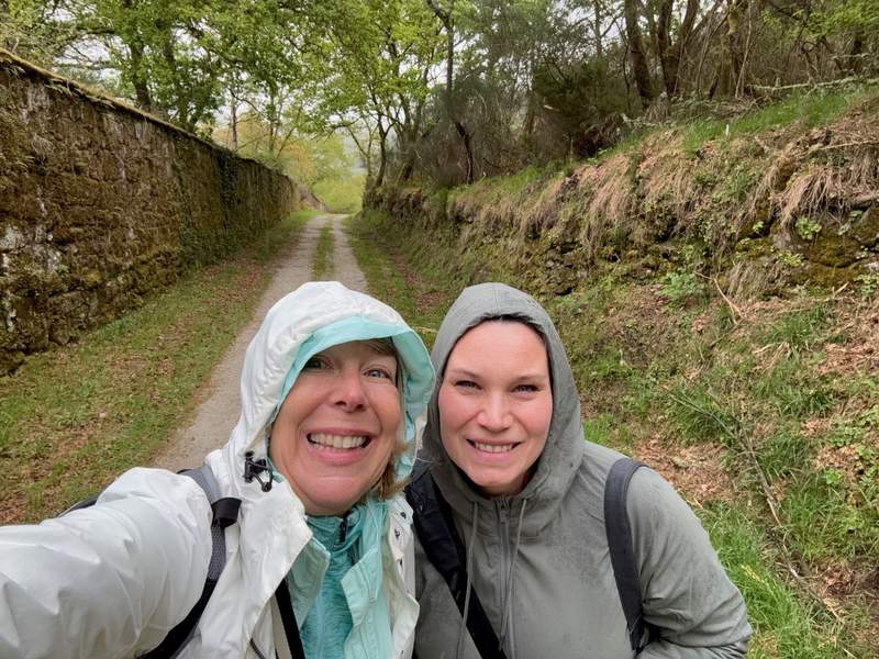 The author and a fellow traveler/writer Jessica Mlinariz taking a selfie on the Camino de Santiago Vía de la Plata.